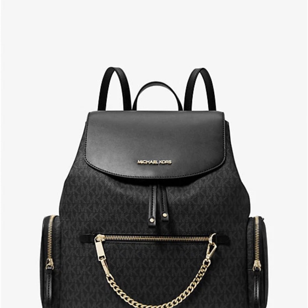 Michael Kors Black Backpack with Gold Accents - Picture 4 of 6